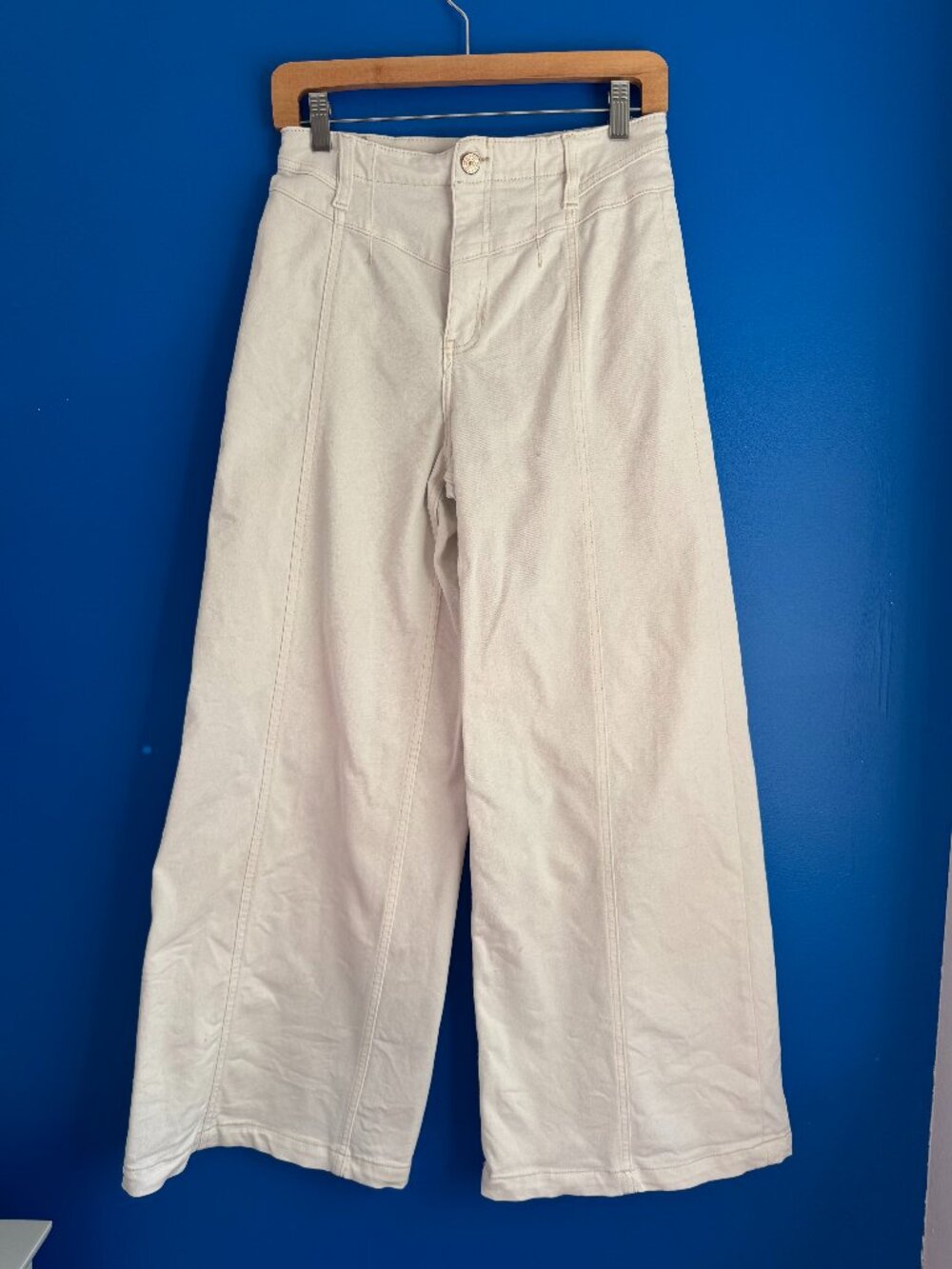 We The Free People Libre Jeans White High Rise Flare Leg Baggy Stretch Hippie 28